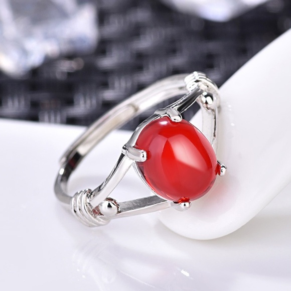 **ATLAS* Silver x Red Fashion Adjustable Ring - Picture 3 of 4